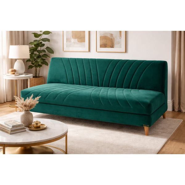 كنبة سرير خشب كونتر طبقات و قماش قطيفة متعددة الاستخدامات تانجو الدورا، 3 مقعد، 180×75×80 سم - زيتوني