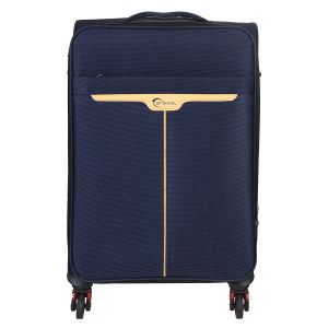 Freedom Textile Trolley Travel Bag, 24 Inches, 4 Wheels, 5 Zippers, Digital Lock - Navy