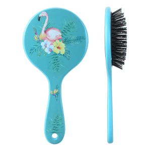 Round Plastic Hair Brush, 21.5×10 cm - Multicolor