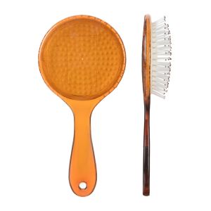 Round Plastic Hair Brush, 21.5×10 cm - Brown