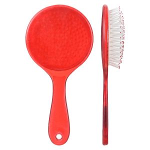 Round Plastic Hair Brush, 21.5×10 cm - Red