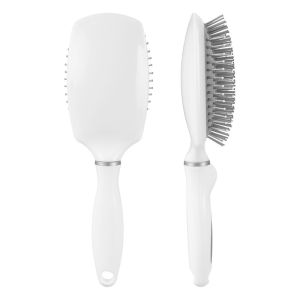 Rectangular Plastic Hair Brush, 23.5×7 cm - White Grey