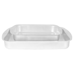 Al Ahram Aluminum Oven Casserole Set, 3 Pieces - Silver