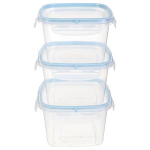 Snips Plastic Refrigerator box Set, 1 Liter, 3 pieces - Clear Light Blue