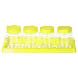 Winner Plast Spice and Jar Set With Stand, 4 Pieces, 300 ml 