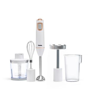 Tank Cm-6003-1 Hand Blender, 600 Watts, With Chopper, Egg Beater, Potato Masher, And Measuring Cup - White Silver