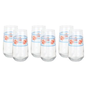 Lav Glass Cups Set, 6 pieces, 480 ml - Clear Gold