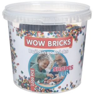 Plastic Blocks Bucket Assembling Different Shapes For Kids, 1200 Pieces - Multicolor