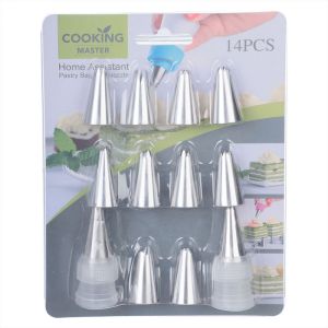 Cooking Master Metal Cake Decorating Tools Set, 14 Pieces - Silver