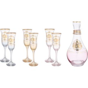 Bohemia Drinkware Set with Flask, 7 Pieces - Multicolor