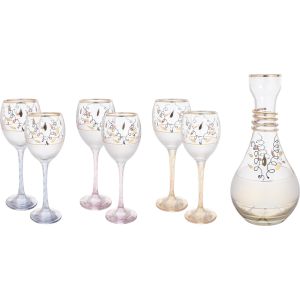 Bohemia Drinkware Set with Flask, 7 Pieces - Multicolor