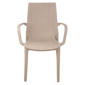Rattan Chair with Plastic Legs, 40×40×85 cm - Beige