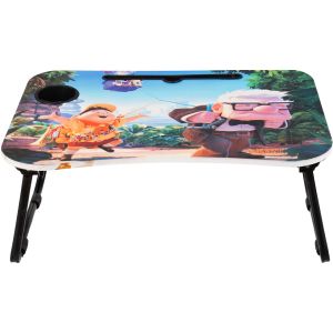 Alaalmia 3D Wooden Laptop Table with Metal Legs, Easy to Fold, 60×40×28 cm - Multicolor