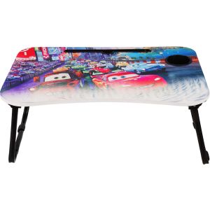Alaalmia 3D Wooden Laptop Table with Metal Legs, Easy to Fold, 60×40×28 cm - Multicolor