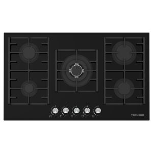 Tornado GHV-M90CCU-G Built-in Gas Cooker, 5 Burners, 90×60 cm, Full Safety- Black