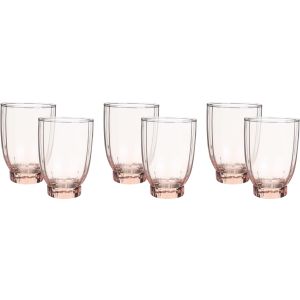Pasabahce Glass Cup Set, 6 Pieces, 320 ml - Pink