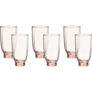 Pasabahce Glass Cup Set, 6 Pieces, 400 ml - Pink