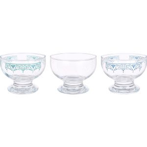 Dimlaj Glass Ice Cream Cup Set, 3 Pieces, 350 ml - Clear