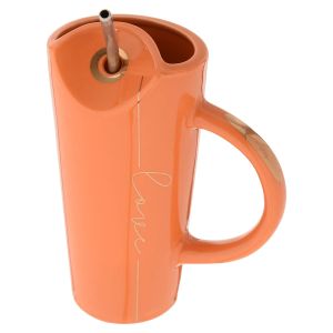 Lotus Porcelain Mug and Straw, 15 cm
