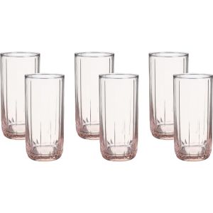 Pasabahce Glass Cup Set, 6 Pieces, 310 ml - Pink