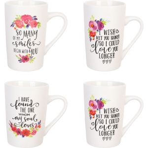 Ocuisine Porcelain Mug Set, 4 Pieces, 350 ml - White