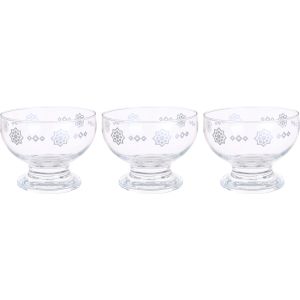 Dimlaj Glass Ice Cream Cup Set, 3 Pieces, 350 ml - Clear