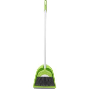 Weazy Plastic Handle Dustpan Brush, 100x25cm - Green White