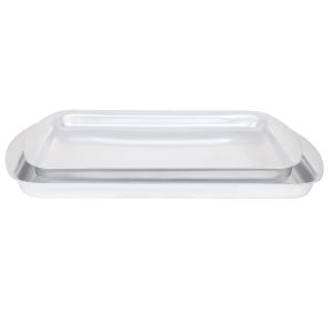 Al-Ahram Aluminum Biscuit Tray Set, 2 Pieces - Silver
