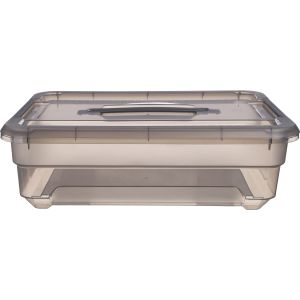 Max Plast Rectangular Plastic Storage Box, Clip Lid, 13 Litres - Grey