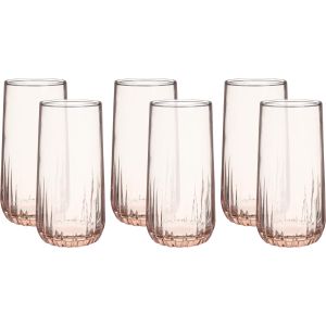 Pasabahce Glass Cup Set, 6 Pieces, 360 ml - Pink