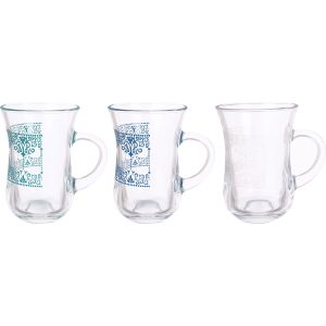 Dimlaj Glass Istikana Tea Set, 3 Pieces, 150 ml - Clear