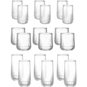 Pasabahce Glass Cup Set, 18 Pieces - Clear