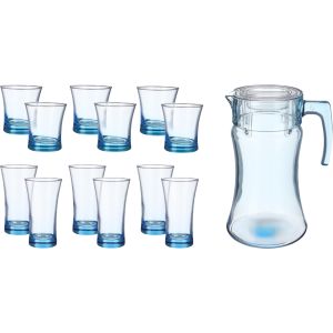 Pasabahce Glass Drinkware Set, 13 Pieces - Turquoise