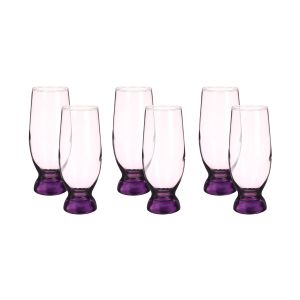 Pasabahce Glass Cups Set, 6 Pieces, 370 ml - Purple
