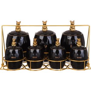 La Maya Porcelain Spice Set, 7 Pieces, with Stainless Steel Stand