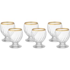 LAV Glass Cup Set, 215 ml, 6 Pieces - Clear Gold