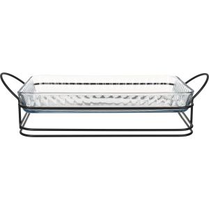 Pasabahce Thermal Glass Oven Tray, with Stand, 3800 ml - Clear