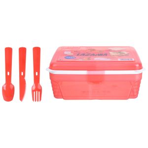 Max plast Rectangular Lunch Box Divided Inside, 1.2 Liter - Red