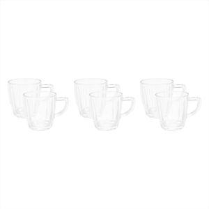 BlinkMax Glass Mug Set, 6 Pieces, 240 ml - Clear
