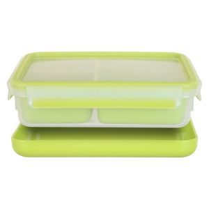 Tefal Master Seal To Go Rectangular Plastic Lunch Box With Plate With Divided Inside, 1.2 Liter - Light Green
