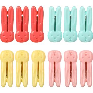 Bassiouny Plast Plastic Clip Set, 12 Pieces, 6 cm - Multicolor