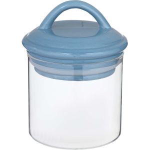 Olala Glass Jar, with Porcelain Lid, 500 ml - Clear Turquiose