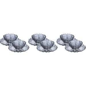 Yujing Glass Dessert Bowls Set, 12 Pieces - Black