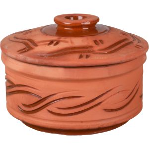 Pottery pot with lid, 18×10 cm - Brown