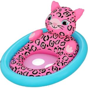 Bestway Plastic Cat Shaped Swim Float, 76×55 cm - Blue Pink