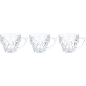 City Glass Mug Set, 3 Pieces, 210 ml - Clear