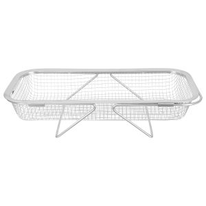 Rectangular Stainless Steel Strainer with Movable Handle, 16×32 cm - Silver