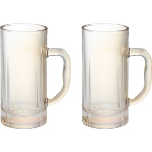Glass Juice Mug Set, 2 Pieces, 450 ml - Light Brown
