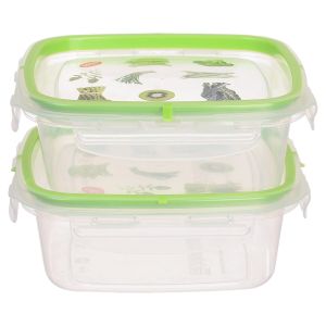 Snips Plastic Refrigerator Box Set, 2 Pieces, 0.5 Liter - Light Green