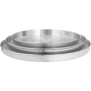 Al Ahram Aluminum Pizza Tray Set, 3 Pieces - Silver